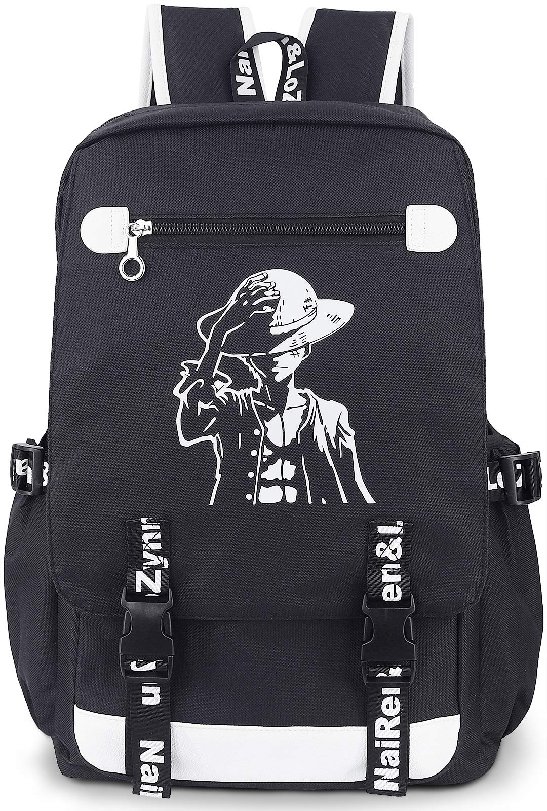 Roffatide Anime One Piece Luminous Backpack Oxford Black Large Capacity School Bag Laptop Back Pack