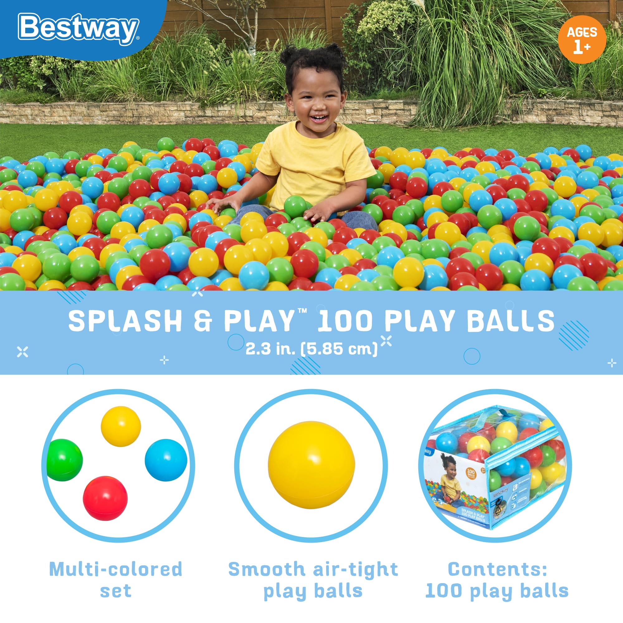 Bestway Plastic Play Balls | for Indoor Play, Ball Pit, Bouncers
