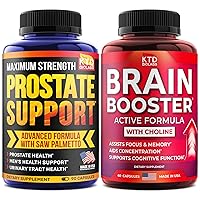Prostate Support for Men & Nootropic Brain Support Supplement - Made in USA - Saw Palmetto Capsules - Bacopa Monnieri & DMAE Supplement