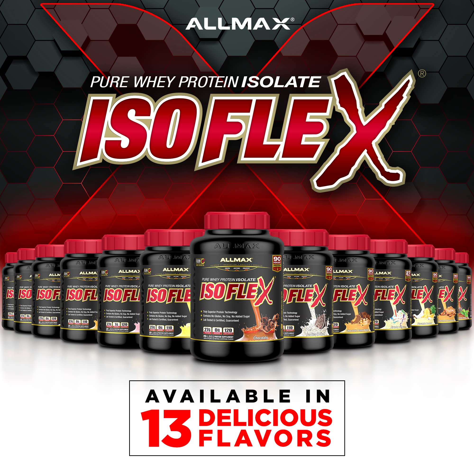 ALLMAX ISOFLEX Whey Protein Isolate, Chocolate Peanut Butter - 5 lb - 27 Grams of Protein Per Scoop - Zero Fat & Sugar - 99% Lactose Free - Gluten Free & Soy Free - Approx. 75 Servings