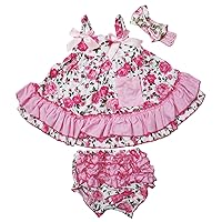 Petitebella Pink Peony Rose Swing Top Bloomer Pant Baby Outfit Set Nb-24m