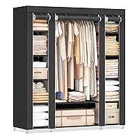 Closet Wardrobe, Portable Closet for Bedroom, Clothes Rail with Non-Woven Fabric Cover, Clothes Storage Organizer, 59 x 17.7 x 69 Inches, 12 Compartments, Black ULSF03H