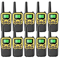 Walkie Talkies with 22 FRS Channels, MOICO Walkie Talkies for Adults with LED Flashlight VOX Scan LCD Display, Long Range Family Walkie Talkie Radios for Hiking Camping Trip (Yellow, 10 Pack)