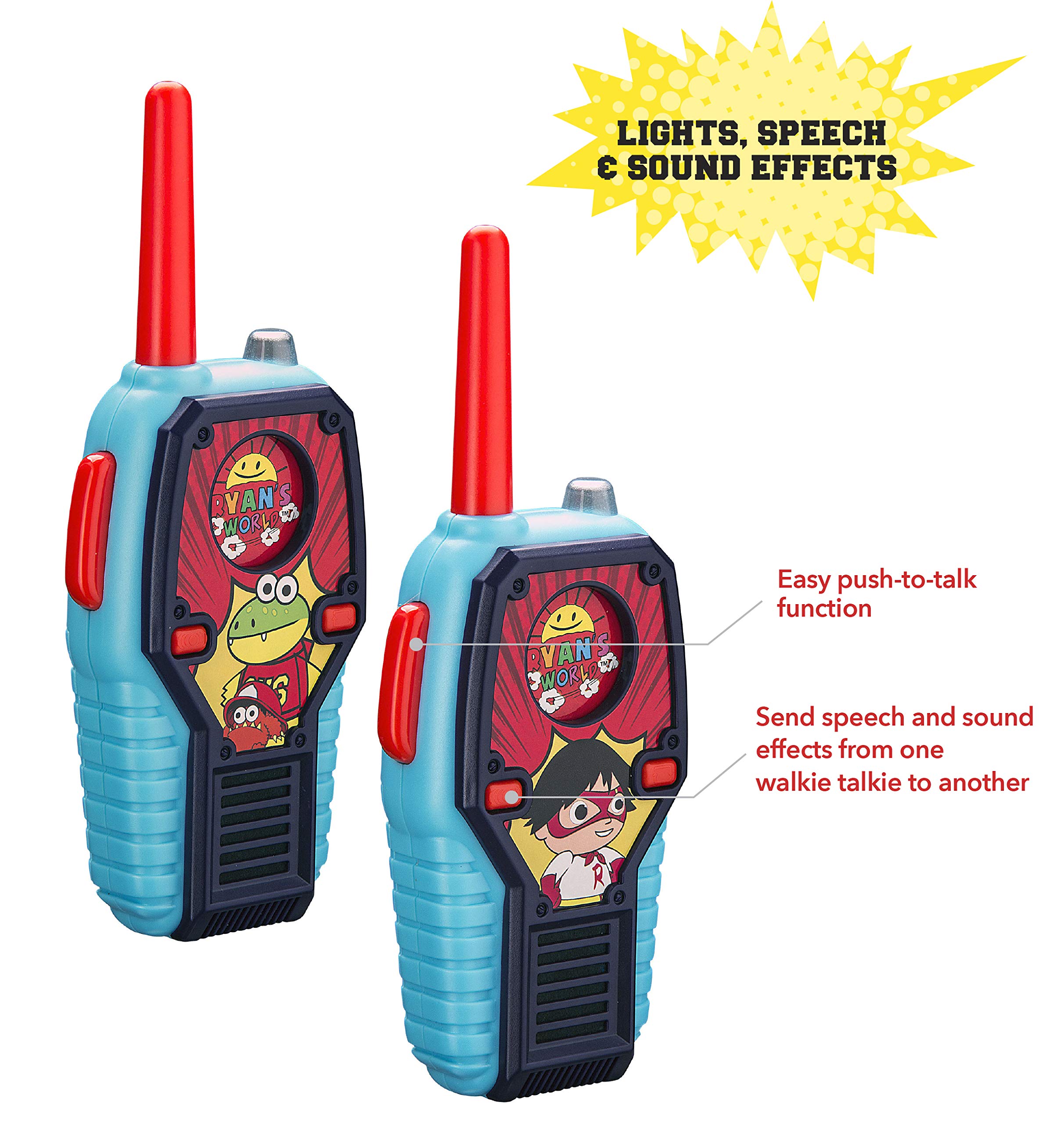 Ryans World Walkie Talkies for Kids, 2 Way Radio Long Range, Light, Sound Effects Kids Toys & Handheld Kids Walkie Talkies, Toys for Boys & Girls for Outdoor Adventure Game