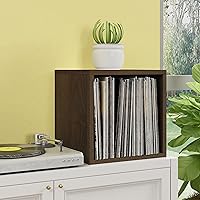 Way Basics Vinyl Record Player Turntable Stand (Fits 65-70 LP Records), Royal Walnut