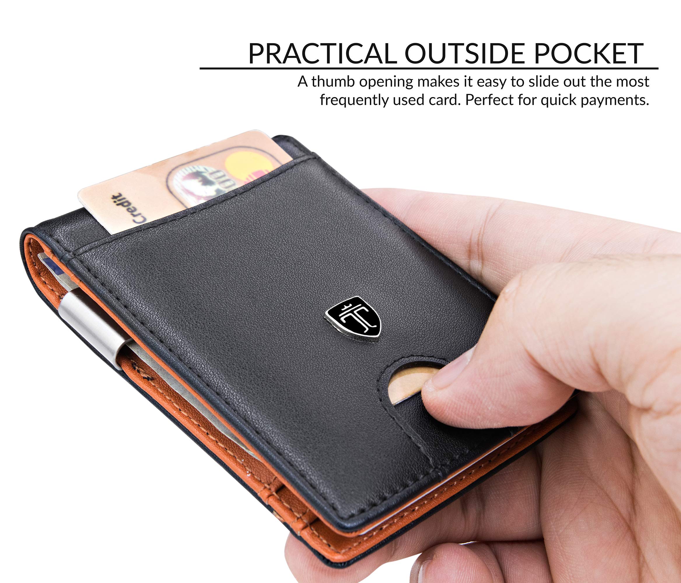TRAVANDO Money Clip Wallet HOUSTON Mens Wallet RFID Blocking Wallet - Minimalist Mini Slim Wallets Bifold for Men with Gift