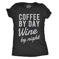 Womens Coffee by Day Wine by Night Tshirt Funny Drinking Tee for Ladies