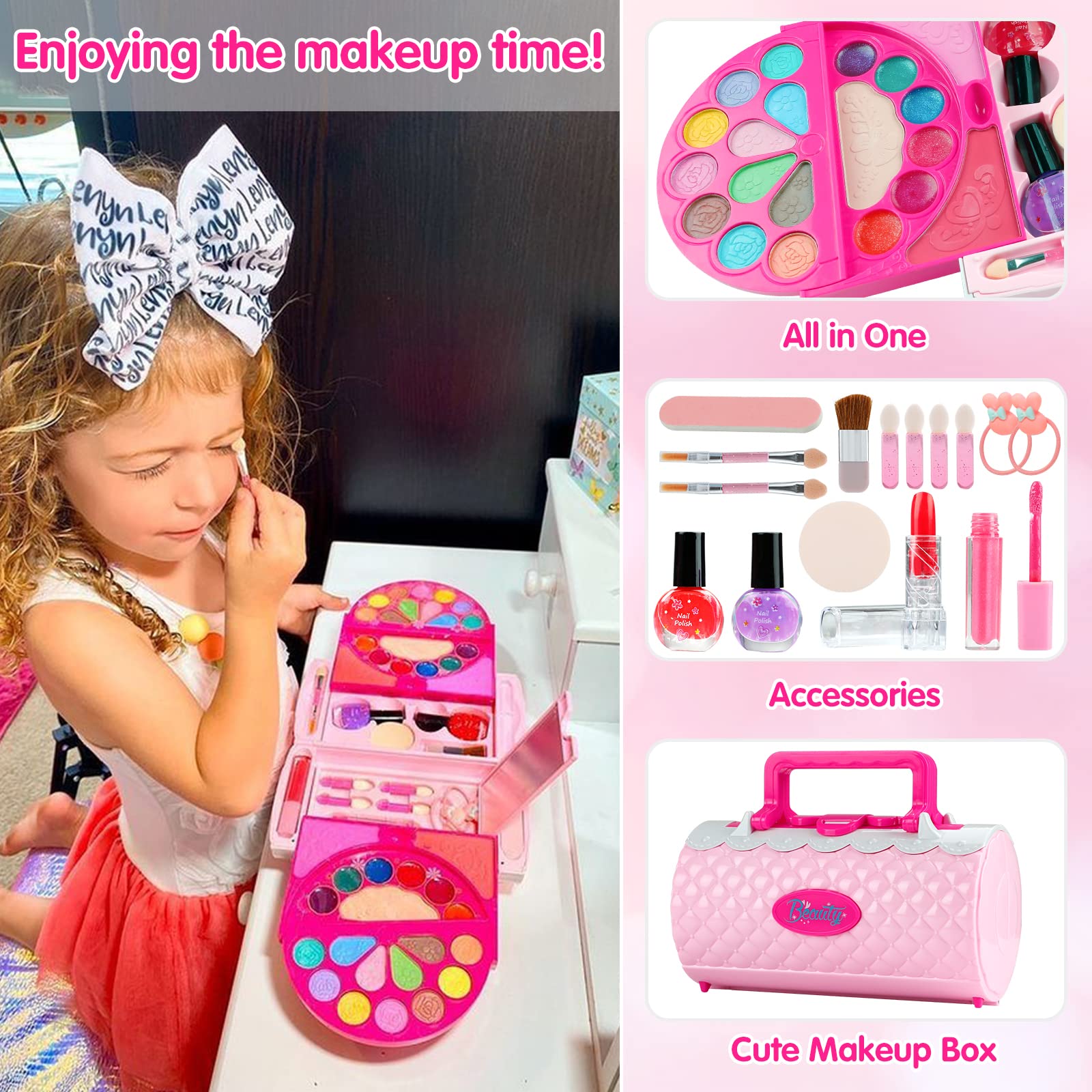 Kids Makeup Kit for Girl, Washable Kids Makeup Set - Makeup Toys for Girls Age 3 4 5 6 7 8 9 10