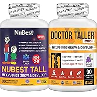 NuBest Bundle of Height Growth Vitamins: Doctor Taller Kids 90 Vegan Chewable Tablets with Grape Flavor Tall Kids 90 Chewable Tablets with Berry Flavor for Kids 2 to 9 - Helps Height & Grow Taller
