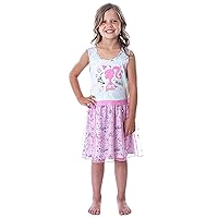 INTIMO Barbie Girls' Tie-Dye Kids Tank Nightgown Pajama Outfit With Tulle Skirt Overlay