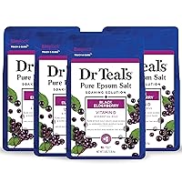 Dr Teal's Pure Epsom Salt Soak, Black Elderberry with Vitamin D, 3 lbs (Pack of 4) (Packaging May Vary)