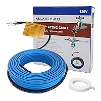 MAXKOSKO 24Ft. 120V Heat Trace Cable for Pipe Freeze Protection, Self-Regulating Heating Cable for Metal And Plastic Home Pipes, Energy-Saving Pipe Heating Cable Keeps Water Flowing at -40°F.
