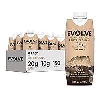 Plant Based Protein Shake, Café Mocha, 20g Vegan Protein, Dairy Free, No Artificial Sweeteners, Non-GMO, 10g Fiber, 11oz, (12 Pack) (Formula May Vary)
