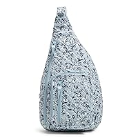 Vera Bradley Women's Cotton Sling Backpack, Perennials Gray - Recycled Cotton, One Size