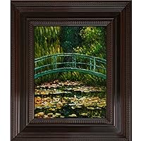 overstockArt Monet The Japanese Bridge Artwork in Chesterfield Deep Black Finish with Oxblood Accent