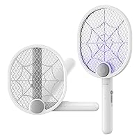 Electric Fly Swatter, Type-C Rechargeable Mosquito Swatter, Foldable, Dual Handheld and Auto Zap Mode, 3800V Powerful Instant Bug Zapper Racket, Mosquito Bat for Indoor Outdoor Camping -WD956A