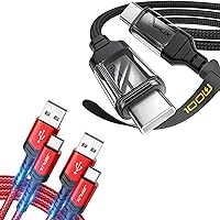 JSAUX USB-C to USB A Cable [2-Pack 3.3ft] Red + 100W USB C to USB C Cable [2-Pack 6.6FT] Black