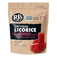 RJ's Soft Australian Licorice, Natural Raspberry Flavor, Resealable Bag, 7.05 Ounce (1-Pack) | Non-GMO, No Palm Oil, Plant Based | Soft & Chewy Licorice Candy, Batch Made in Australia