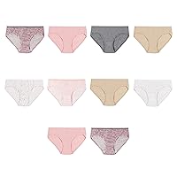 Hanes Girls' and Toddler Underwear, Cotton Knit Tagless Brief, Bikini Panties, Multipack (Colors May Vary), Hipster-Assorted 2-10 Pack, 14