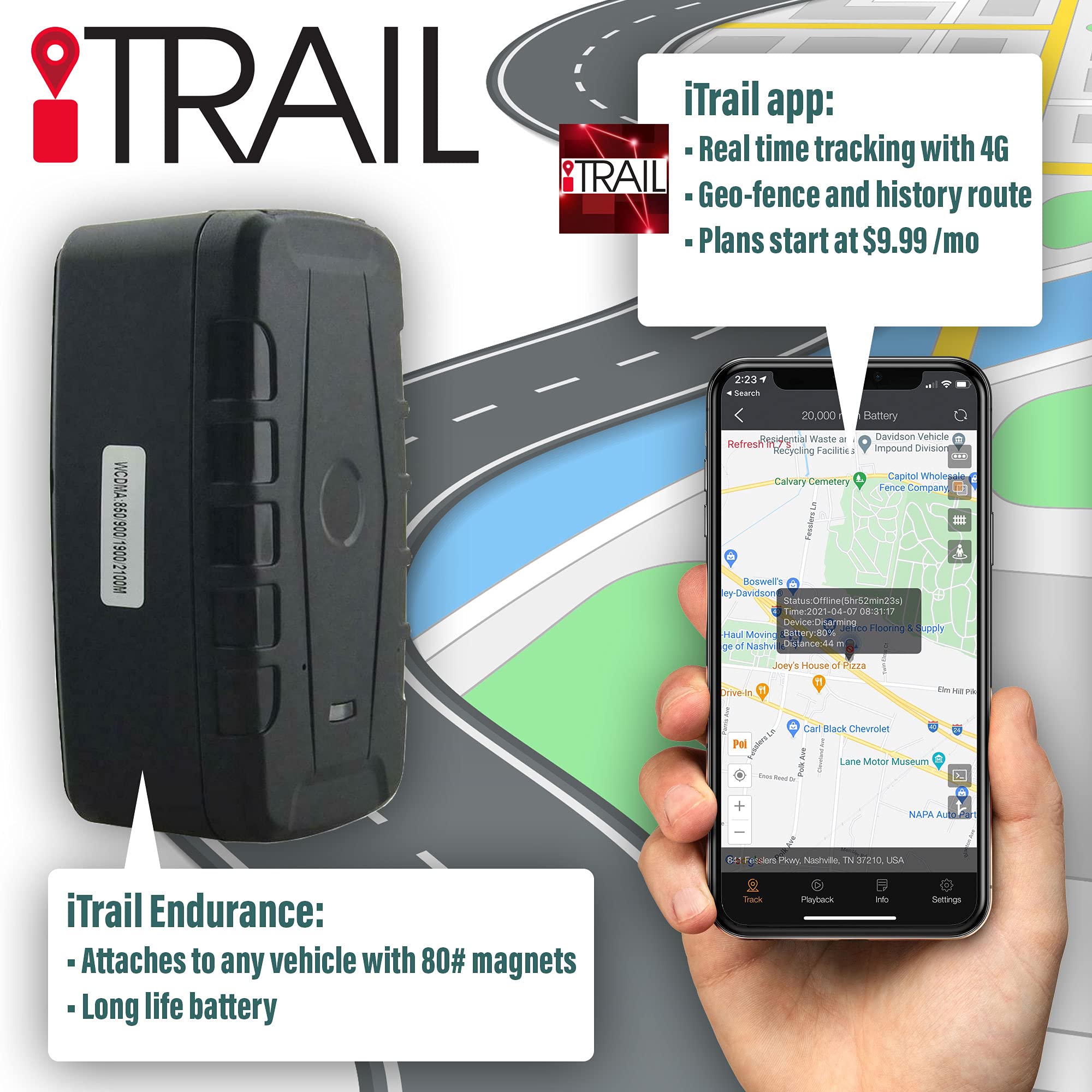 GPS Tracker for Vehicle - Discover It - 4G Real Time GPS Tracking Device System - Up to 256 Day Battery Life (Monthly Plan) - 2 Pack