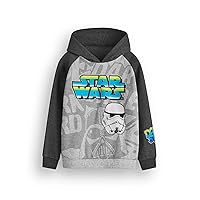 STAR WARS Boys Hooded Sweatshirt | Kids Two Tone Graphic Hoodie in Grey | Sci-fi Movie Film Character Merchandise Gift
