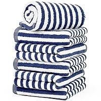 Cleanbear Hand Towels for Bathroom, Breton Stripe Hand Towels Set of 6 Pack, Blue and White Stripes for Bathroom Decor and Daily Use (28 x 13 Inches)