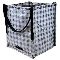 DURASACK Heavy Duty Storage Tote Bag 22-Gallon Rugged Woven Polypropylene Moving Bag, Reusable Self-Standing Design, Holds up to 500 Pounds, Single, Gingham Gray