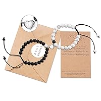 KINGSIN Couples Mutual Attraction Bracelets Matte Agate Bracelet Vows of Eternal Love Charms Adjustable Jewelry Gifts Set for Lover Women Men