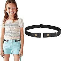 No Buckle Stretch Belt for Child Boys Girls Buckle Free Kids Belt Buckleless for Pants Jeans, Black,Waist Size Below 24 Inches
