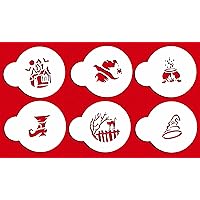 C575 Halloween Cookie Stencil Set, (Witch Shoe; Witch Hat; Cauldron; Cat on Fence; Haunted House; Witch's Head), Beige/semi-transparent