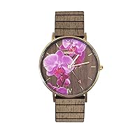 Women's Analogue Quartz Watch with Wood Strap WW48001, Brown, Clock