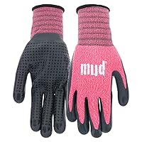 Grip Women's Nylon Seamless Knit Shell Water Resistant Dotted Nitrile Palm Gardening Gloves
