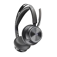 Voyager Focus 2 UC USB-A Headset (Plantronics) - Bluetooth Dual-Ear (Stereo) Headset with Boom Mic - USB-A PC/Mac Compatible - Active Noise Canceling - Works with Teams (Certified), Zoom & more