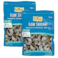 21/25 Raw Peeled & Deveined Tail On Shrimp, 16 Ounce (Pack of 2)