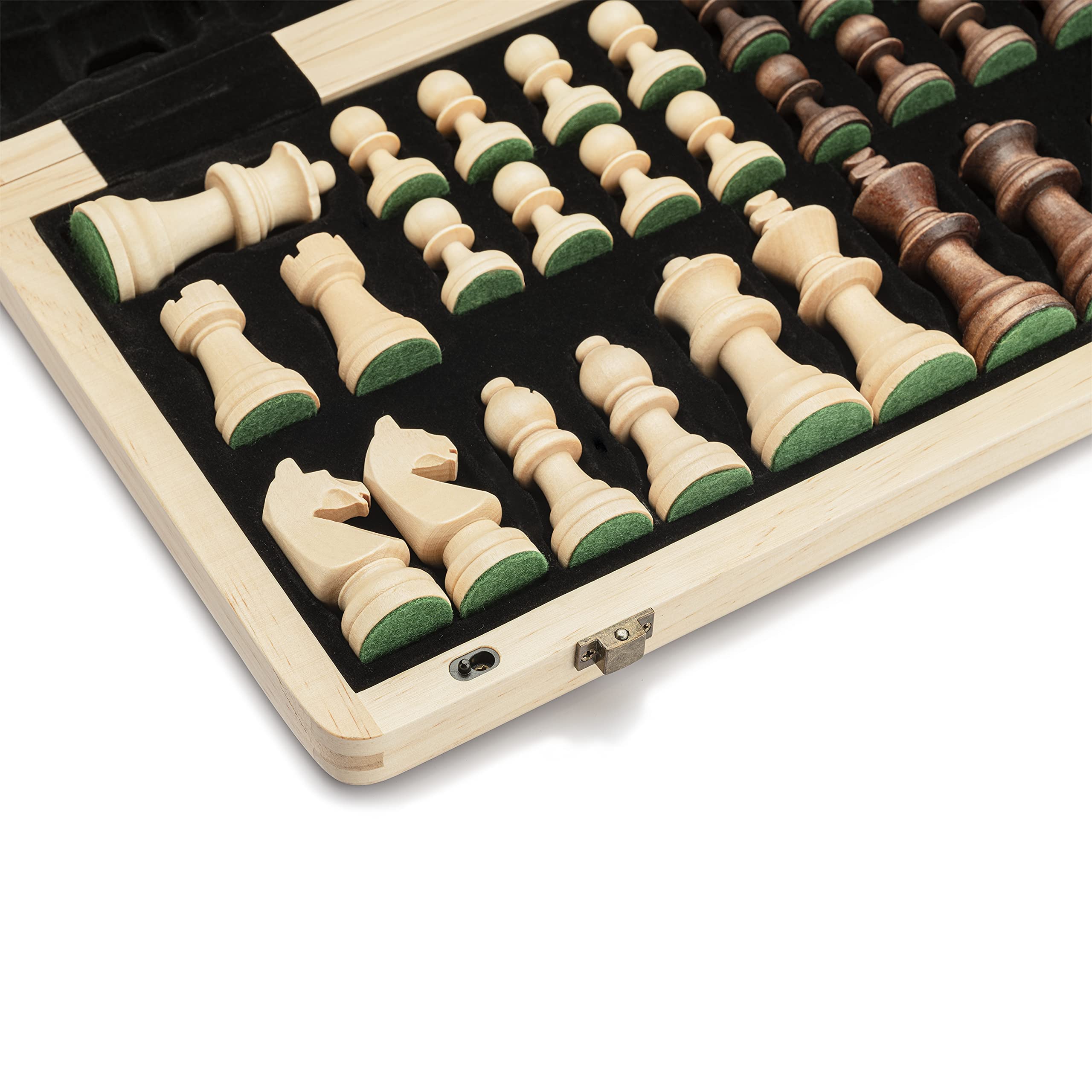 A&A 15 inch Foldable Wooden Magnetic Chess Set w/ 3 inch King Height  Staunton Chess Pieces - Pine Box w/Mahogany & Maple Inlay: Buy Online at  Best Price in UAE 