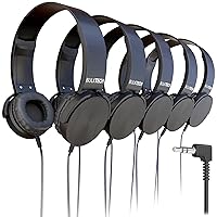 Wired On-Ear Leather Headphones with 3.5mm Connector, Round Metal Housing, Bulk Wholesale, 50 Pack, Black Color