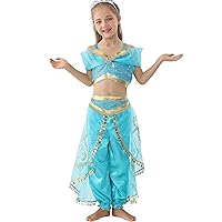 Lito Angels Arabian Princess Costume Fancy Dress Up Belly Dance Wear Outfit with Headband for Toddler Little Girls