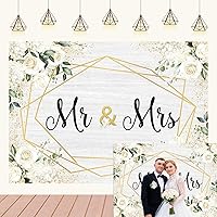Mr and Mrs Backdrop White Rose Flowers Wooden Wall Photo Background Wedding Anniversary Photography Backdrop Bridal to Be Engagement Backdrop Decoration Banner Photo Studio Props 7x5Ft