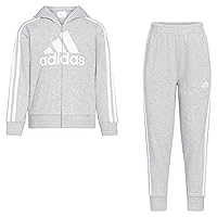 adidas Boys Zip Front French Terry Hooded Jacket and Joggers Set