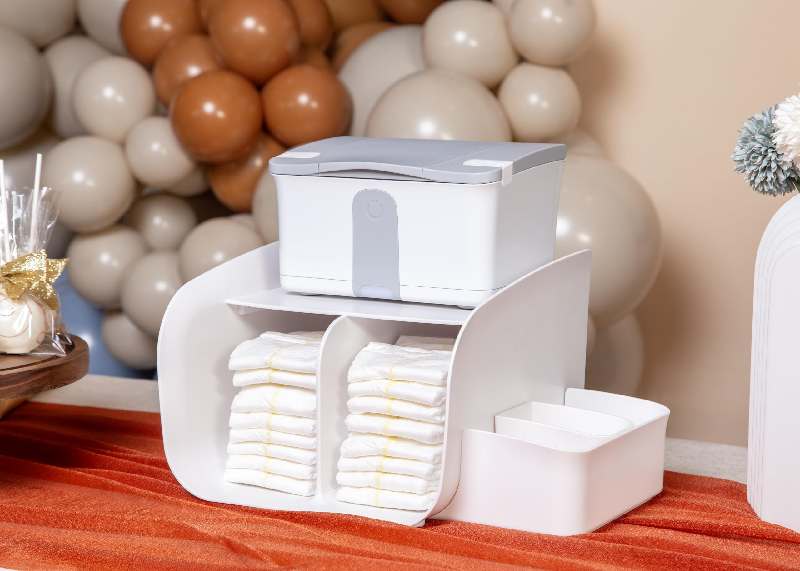 Ubbi Tabletop Diaper Caddy, Diaper Storage, Caddy Organizer, Stores Baby Diapers, Wipes & Baby Accessories, White