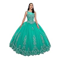 Women's Sleeveless Quinceanera Dresses Tulle Long Prom Party Gowns Sweet 16 Formal Dress