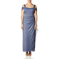 Alex Evenings Women's Long Cold Shoulder Dress (Petite and Regular Sizes)