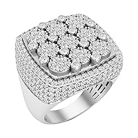 Dazzlingrock Collection Round White Diamond 9 Flower Cluster Engagement Ring for Men (4.29 ctw, Color I-J, Clarity I2-I3) in 925 Sterling Silver, Size 9.5