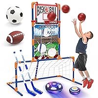 5-in-1 Hover Hockey Soccer Gifts for Boys 4-8, Sports Basketball Rugby Hockey Toys for 4 5 6 7 8 Years Old Boys