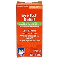 Eye Itch Relief Antihistamine Eye Drops, Original Prescription Strength, 0.34 fl oz | Allergy Eye Drops for Itchy & Watery Eyes | 12 Hours of Itch Relief | Ages 3 Years and Older