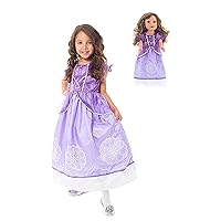 Little Adventures Purple Amulet Princess Dress Up Costume (Medium Age 3-5) with Matching Doll Dress - Machine Washable Child Pretend Play and Party Dress with No Glitter
