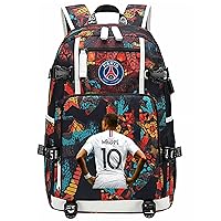Kylian Mbappe Basic Backpack PSG Graphic Daypack-Waterproof Travel Knapsack with USB Charging Port