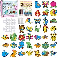 CAPKIT 36Pcs Suncatcher Kits for Kids, Window Art Kids Crafts, 11 Paints for Creative DIY, Arts and Crafts Gift for Kids Children 4-8