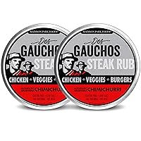 Dos Gauchos Steak Rub Argentine Chimichurri Seasoning - Easy Chimichurri Sauce and Authentic Marinade - Argentina Food and Gifts, Grill, Smoke, Roast, Natural Gluten Free Low Salt No Sugar or MSG, Madison Park Foods, 2.75 Ounce Spice Tin (2 Pack) (Classic Argentina Chimichurri Steak Seasoning.)
