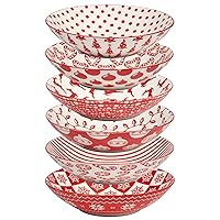 Certified International Peppermint Candy 40 oz. Soup Bowls, Set of 6 Assorted Designs